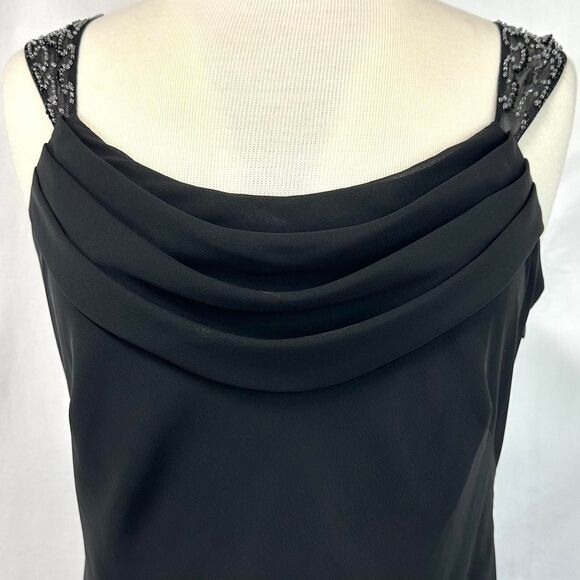 DRESSBARN 2000s Y2K Black Beaded Cowl Neck Cocktail Party Dress Women 8 Goth 90s - Picture 2 of 7